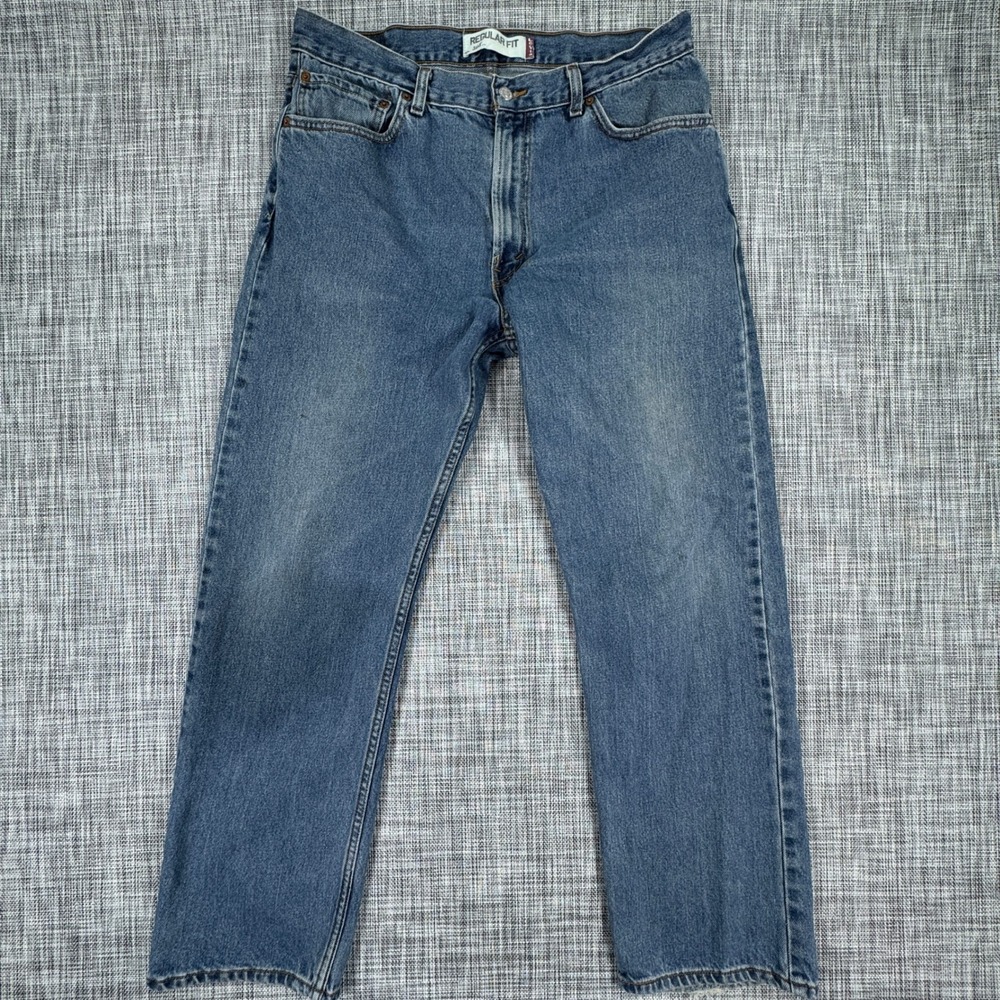 Levis Mens 505 Jeans 36x32 Regular Fit Straight Leg Blue Cotton Denim Zip Fly